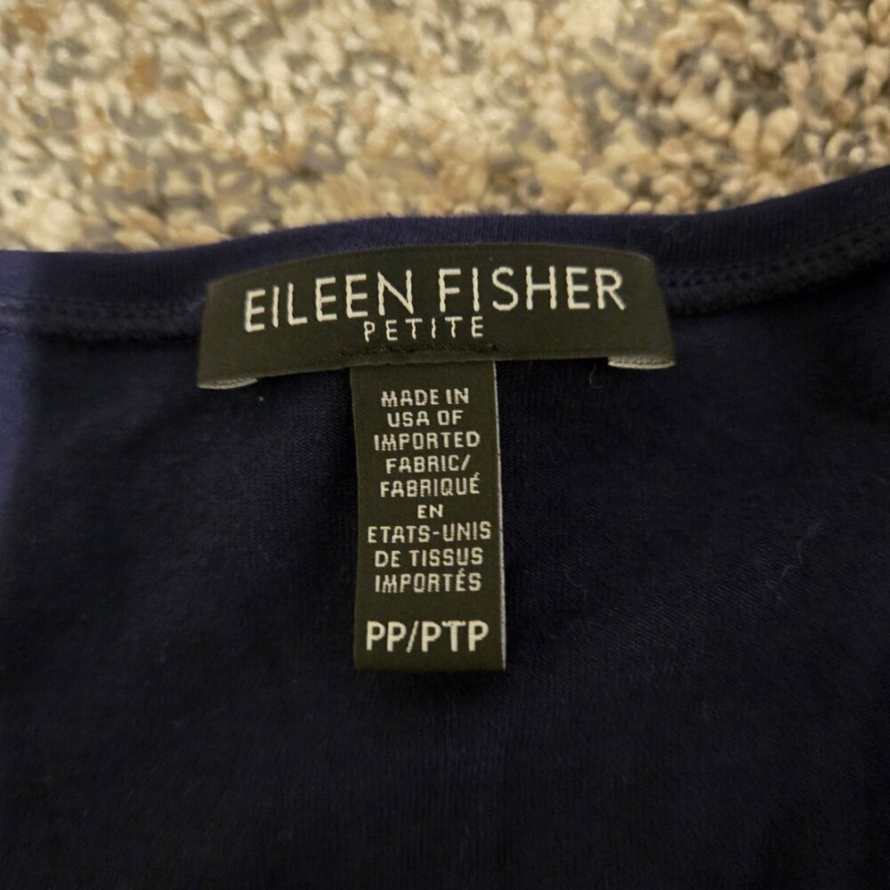 Eileen Fisher V-Neck Viscose Knit Dress Navy Blue PP - Picture 3 of 5